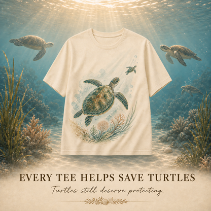Women's Sea Turtle Tee beige artwork
