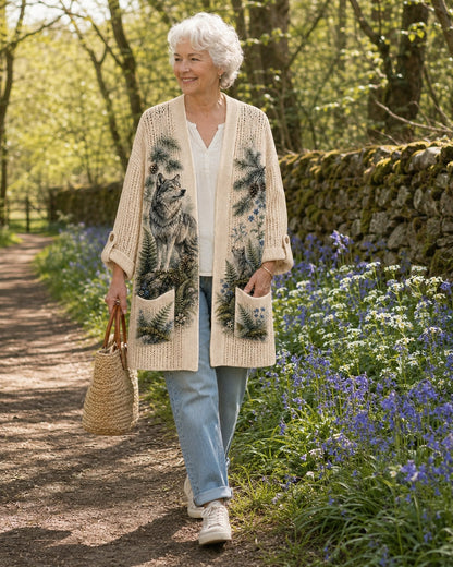 Women's Wild Wolf Forest Lightweight Cardigan