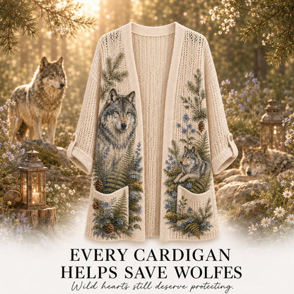 Women's Moonlit Forest Wolf Cardigan