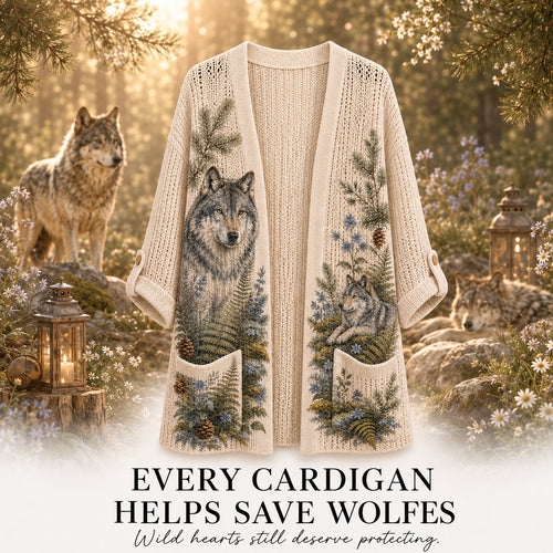 Women's Moonlit Forest Wolf Cardigan