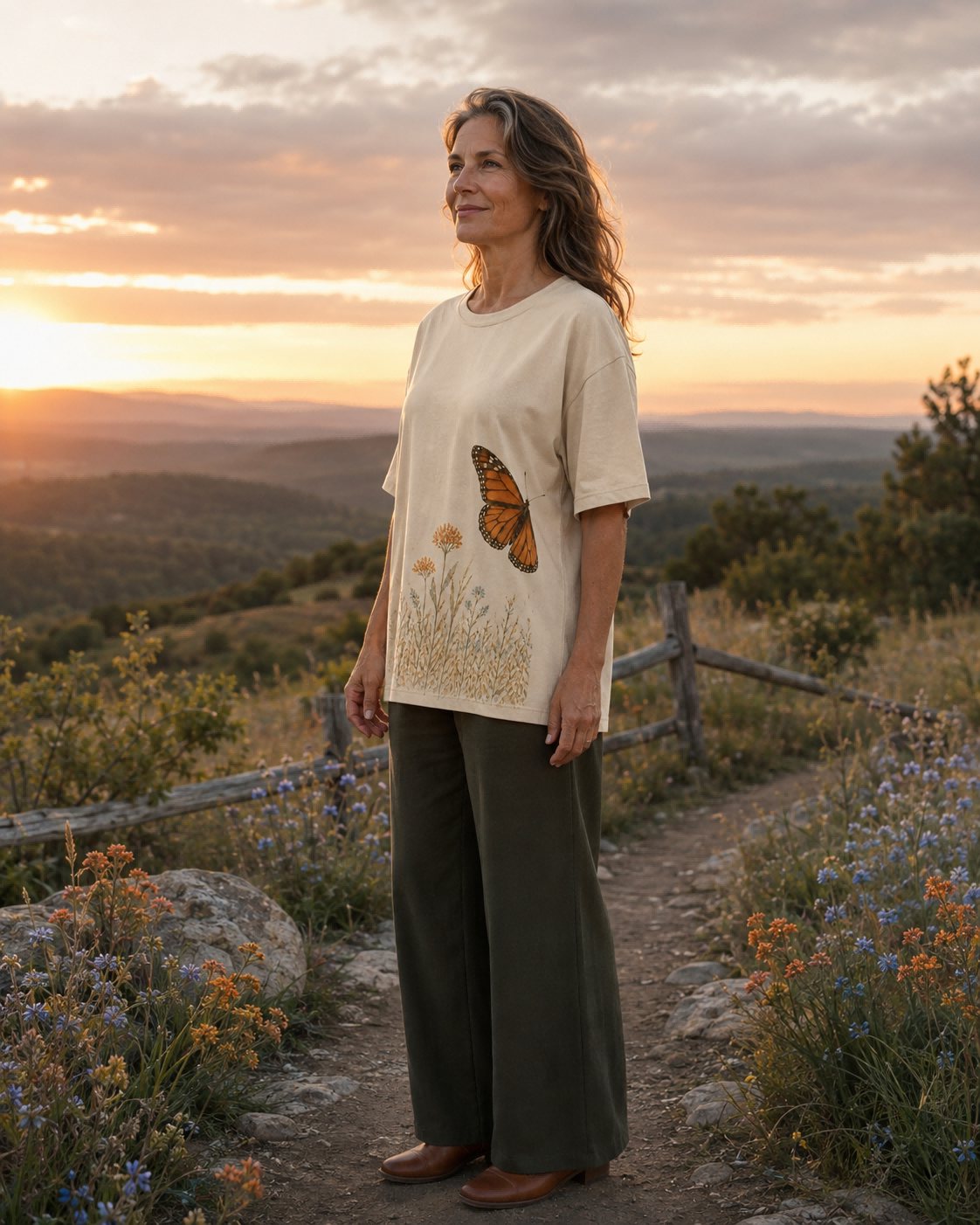 Women's Butterfly Meadow Passage Summer Tee lifestyle image 4