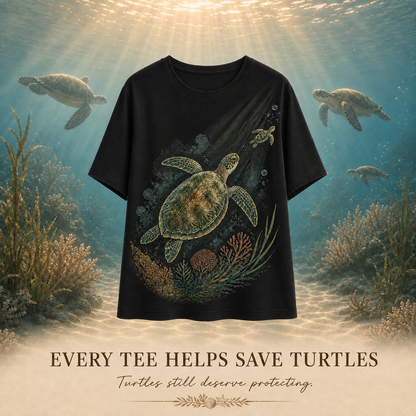 Women's Sea Turtle Tee black artwork