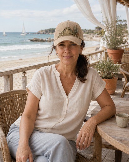 Sea Turtle Ocean Peek Embroidered Washed Cap