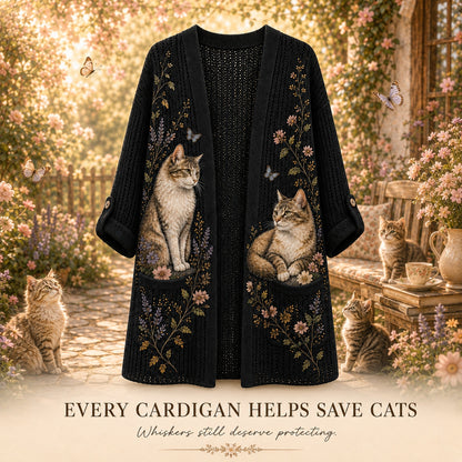 Women's Summer Garden Cat Knit Cardigan