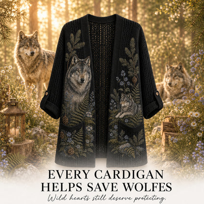 Women's Moonlit Forest Wolf Cardigan