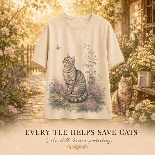 Women's Cat Tee beige artwork