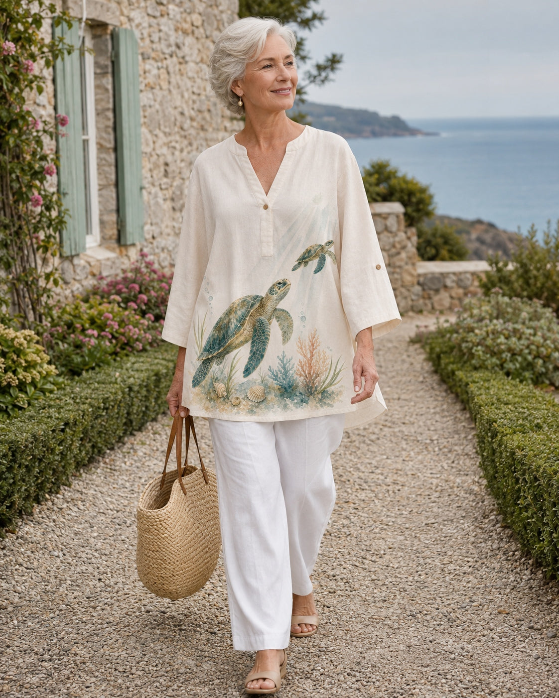Women's Beach Sea Turtle Summer Blouse