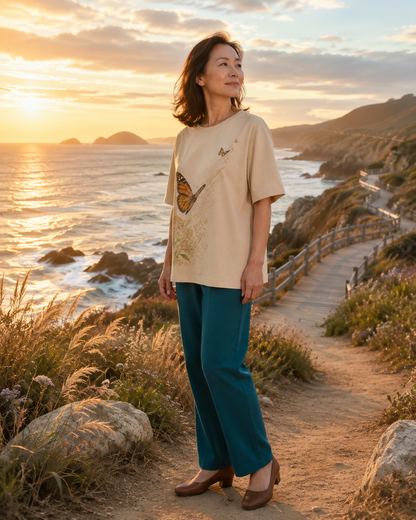 Women's Monarch Butterfly Garden Migration Summer Tee
