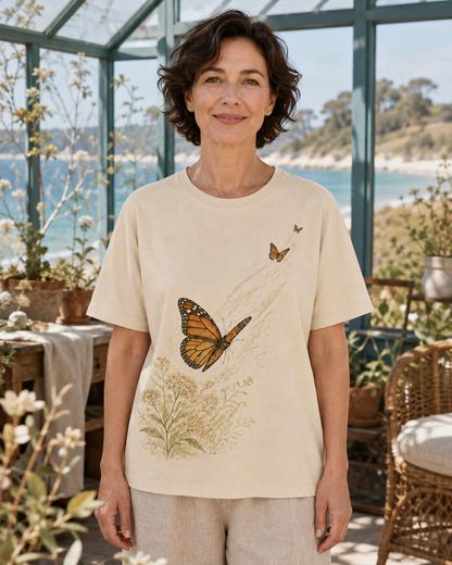 Women's Monarch Butterfly Garden Migration Summer Tee