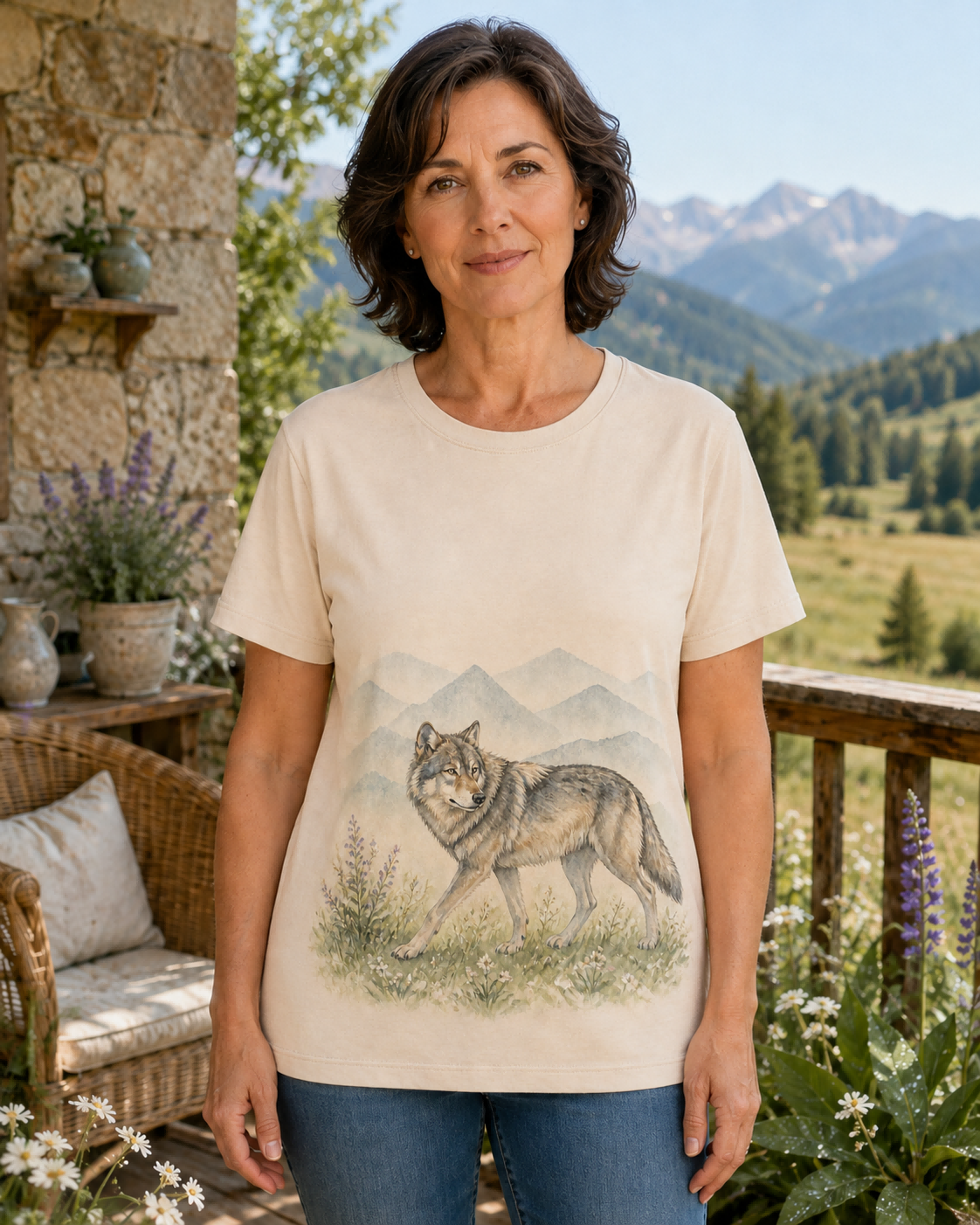 Women's Wolf Mountain Meadow Summer Tee lifestyle image 4