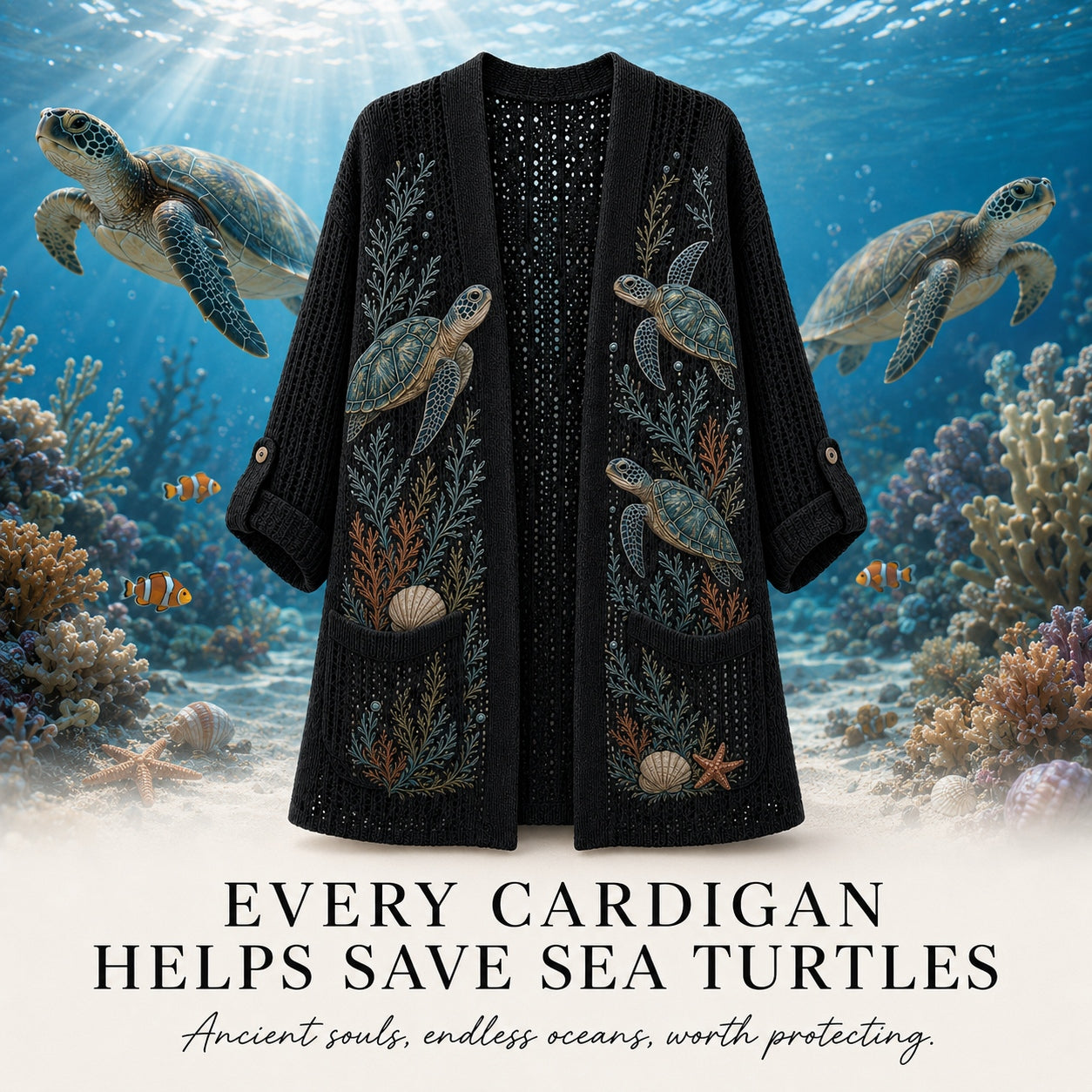 Women's Coral Sea Turtle Summer Cardigan