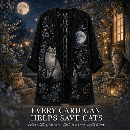 Women's Midnight Garden Cat Summer Cardigan