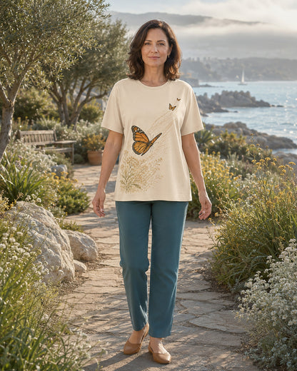 Women's Monarch Butterfly Garden Migration Summer Tee
