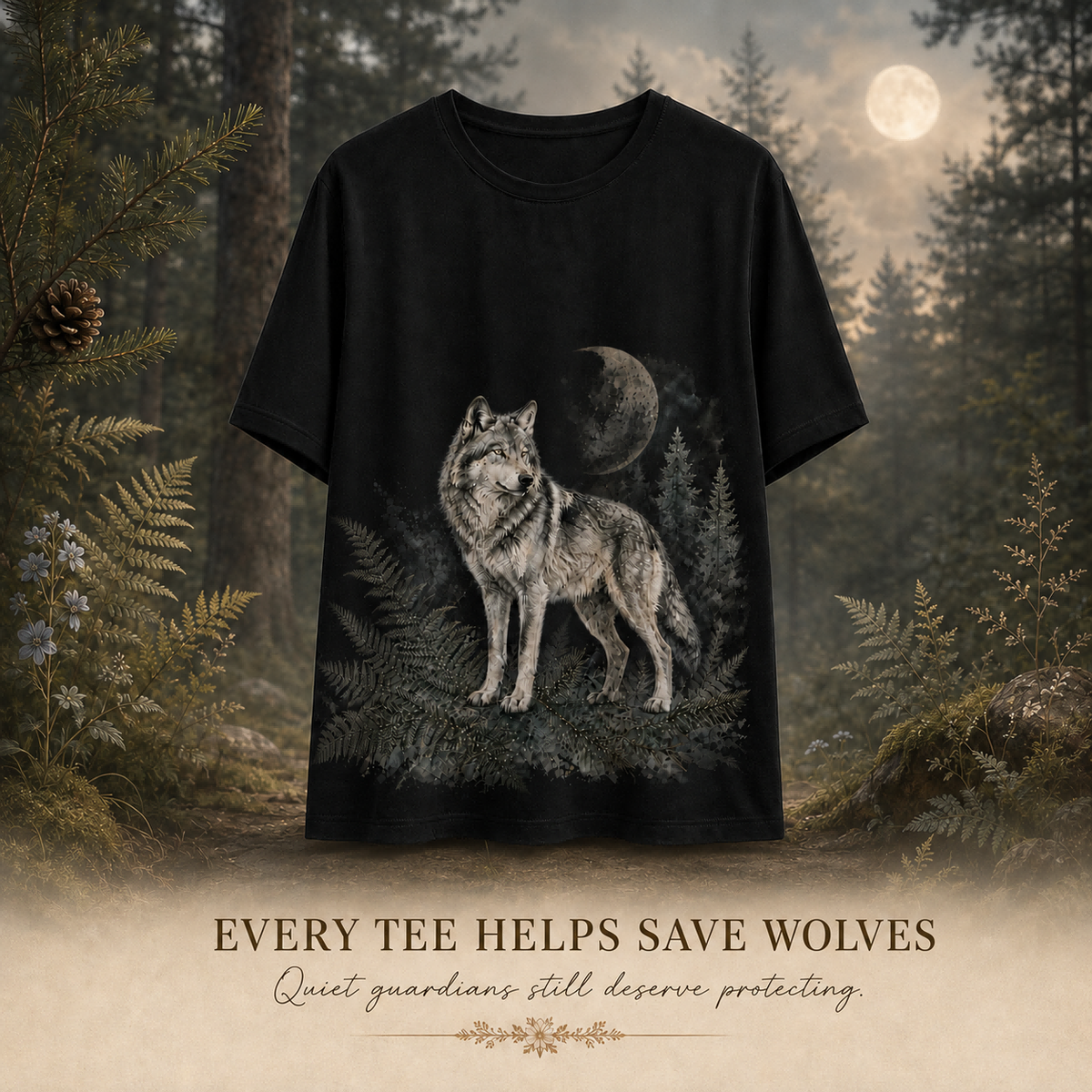Women's Wolf Tee black artwork