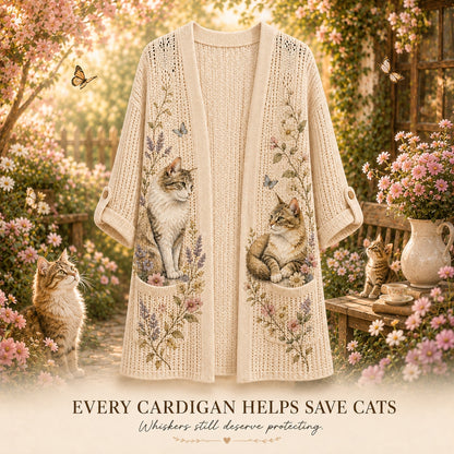 Women's Summer Garden Cat Knit Cardigan