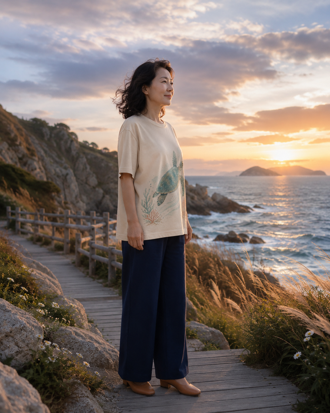 Women's Sea Turtle Reef Passage Summer Tee lifestyle image 4