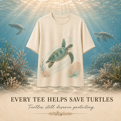 Women's Sea Turtle Reef Passage Summer Tee beige sea turtle artwork