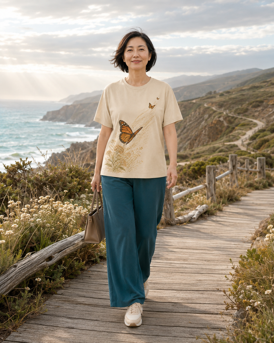 Women's Monarch Butterfly Garden Migration Summer Tee
