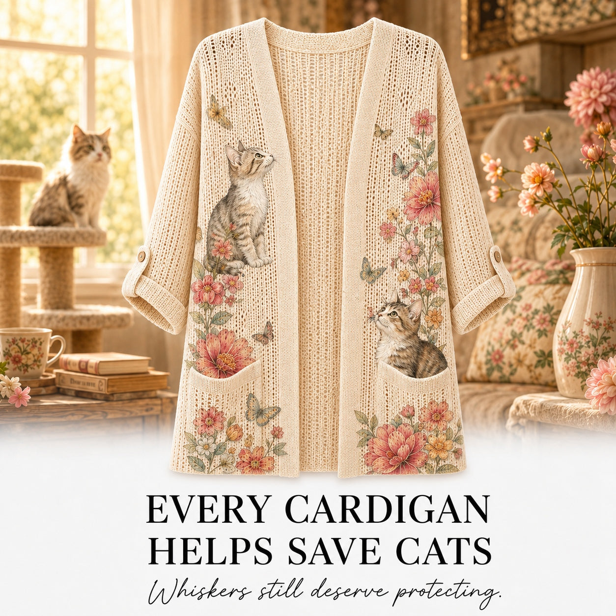 Women's Cat Summer Cardigan