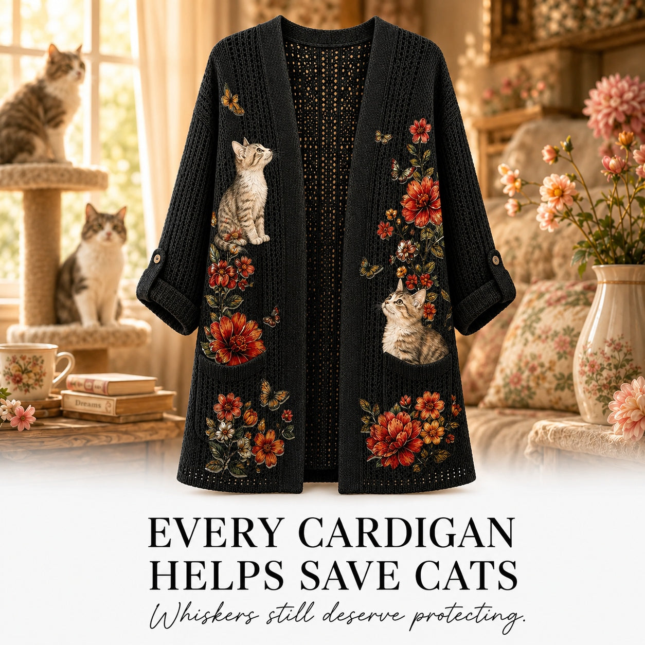 Women's Cat Summer Cardigan
