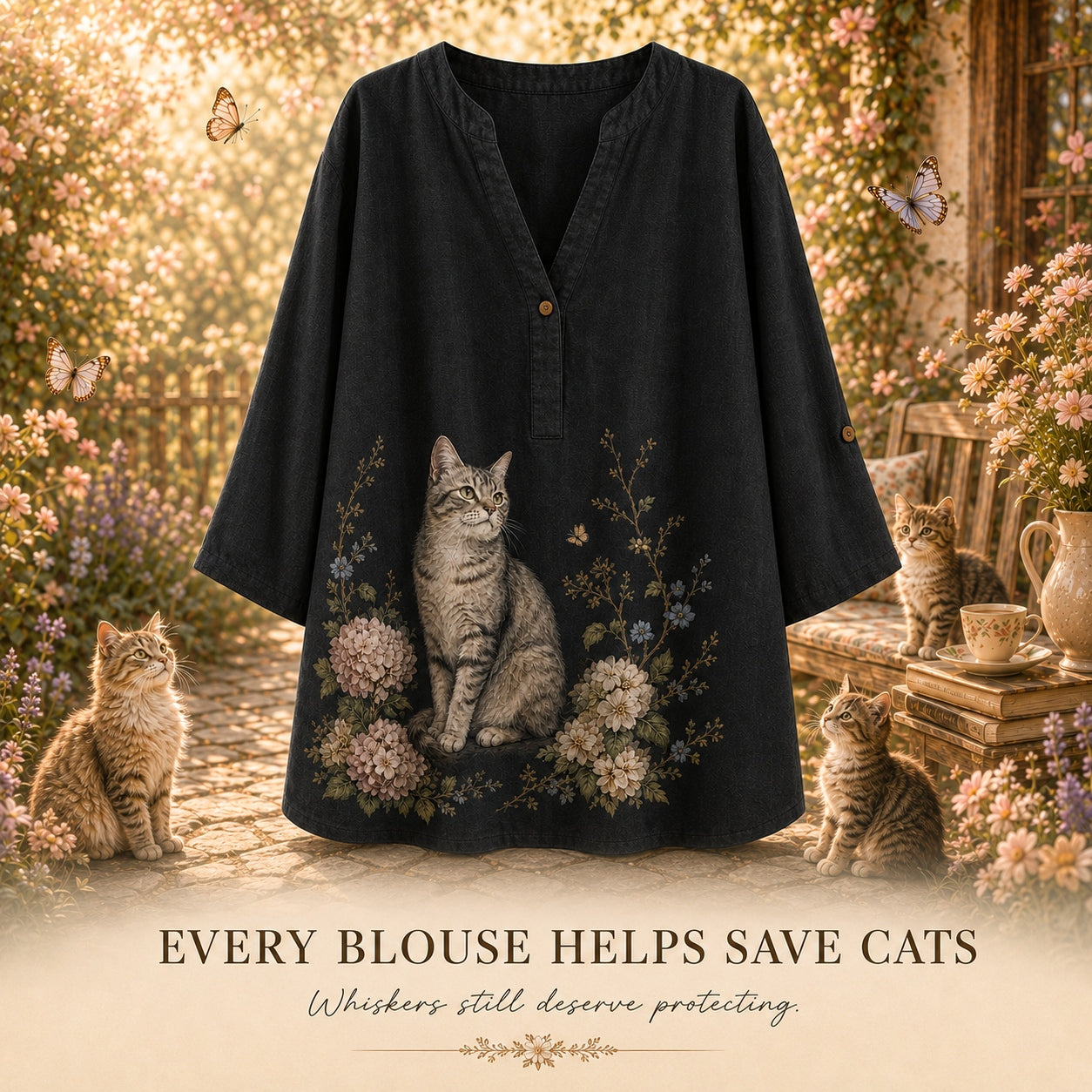 Women's Cat Summer Blouse