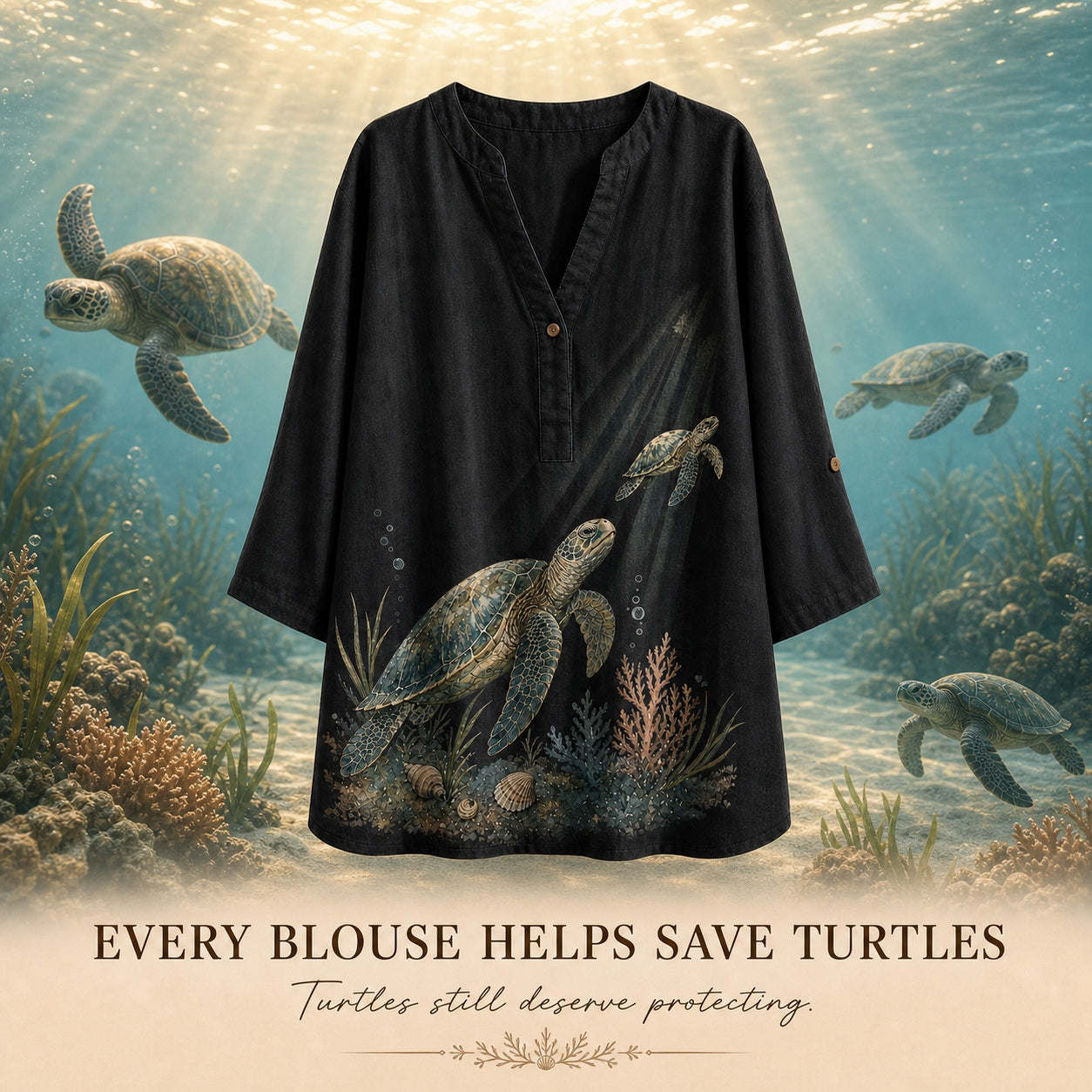 Women's Beach Sea Turtle Summer Blouse