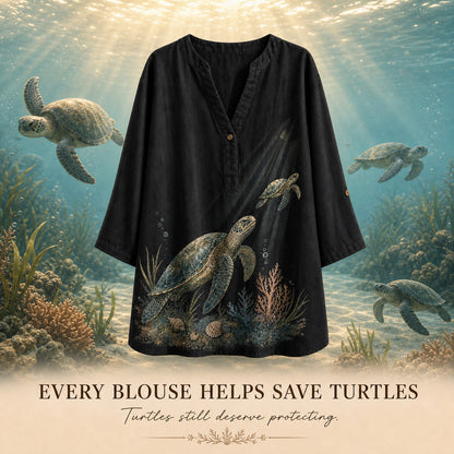 Women's Beach Sea Turtle Summer Blouse