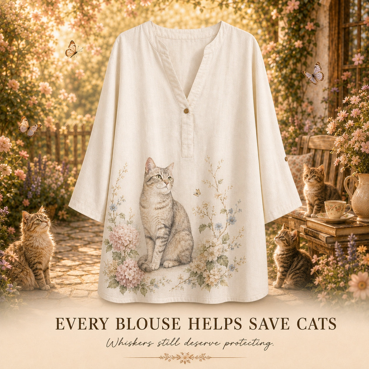 Women's Cat Summer Blouse