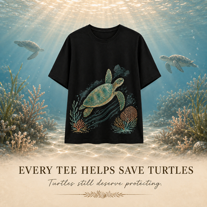 Women's Sea Turtle Reef Passage Summer Tee black sea turtle artwork