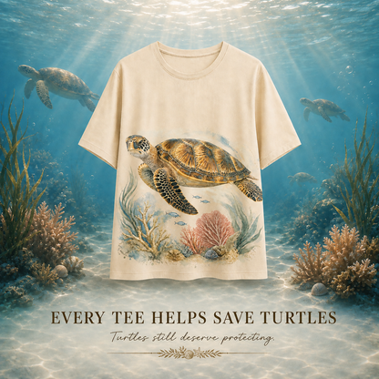 Women's Sea Turtle Tee beige artwork