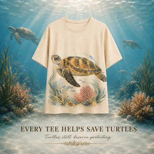 Women's Sea Turtle Tee beige artwork