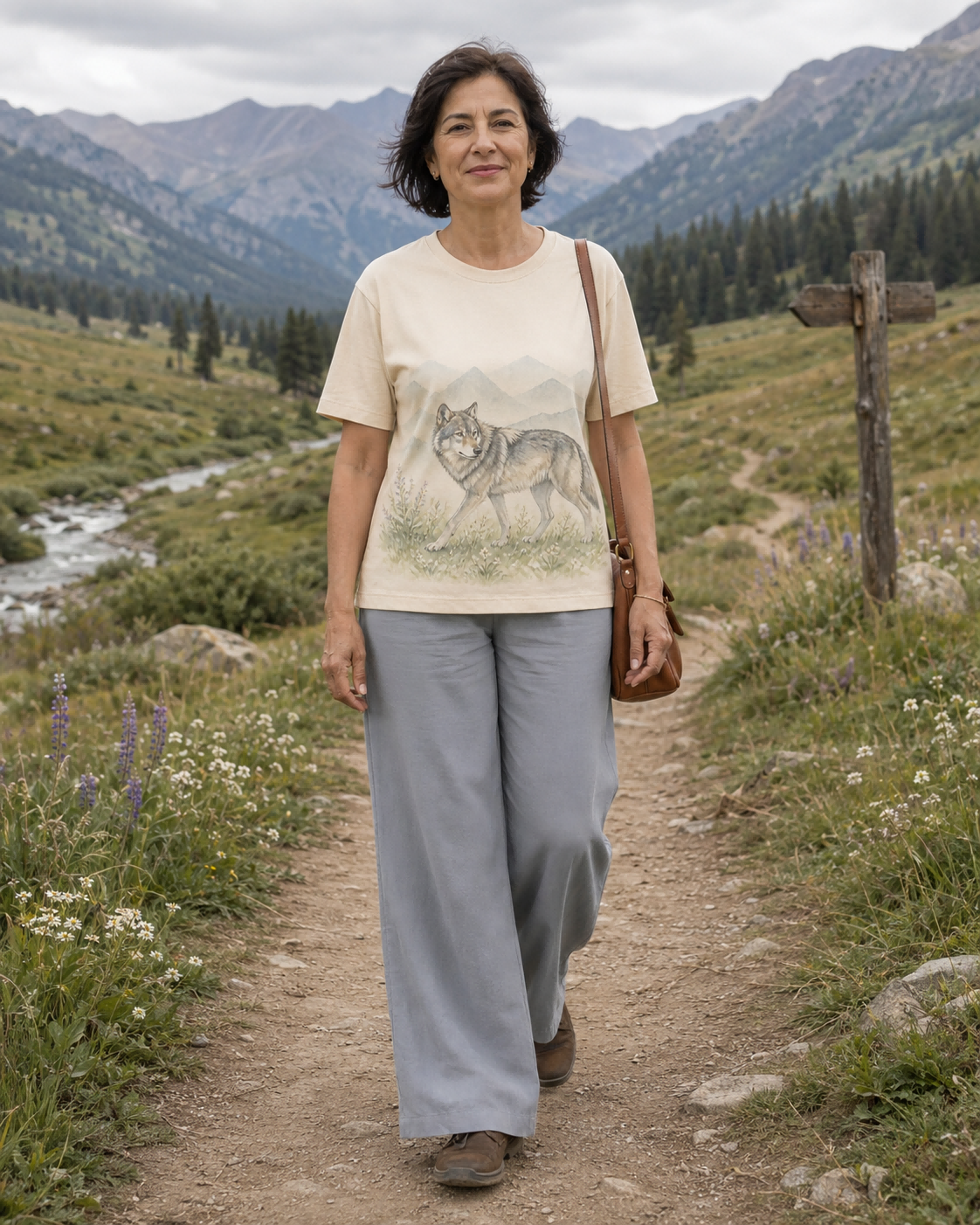 Women's Wolf Mountain Meadow Summer Tee lifestyle image 1
