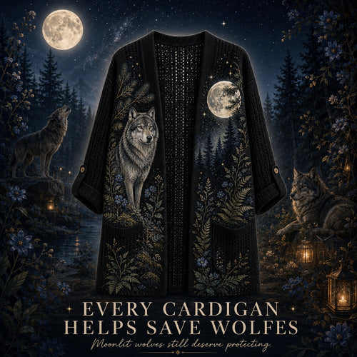 Women's Moonlit Forest Wolf Summer Cardigan