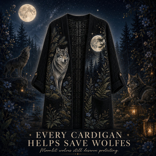 Women's Moonlit Forest Wolf Summer Cardigan