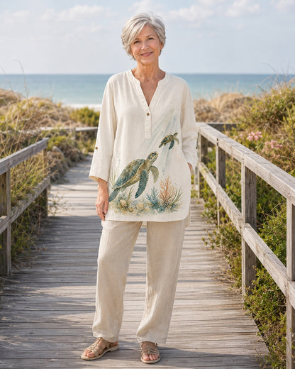 Women's Beach Sea Turtle Summer Blouse