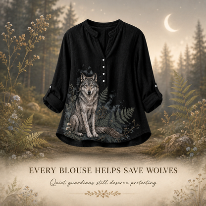 Women's Guardian Wolf Fern Summer Blouse