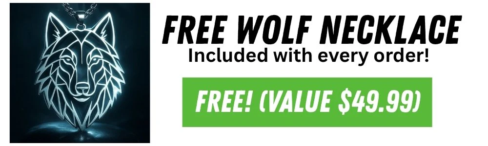 Free wolf necklace included with your order